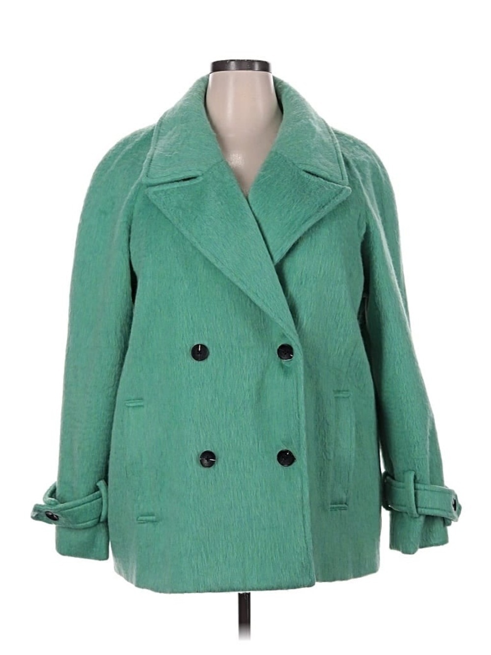 Avec les Filles Ranglin fuzzy sleeve pea coat in breeze large